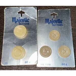 Vintage Majestic Beige Buttons 3-9/16” Four Hole Flat And 2- 11/16” Glossy Shank
